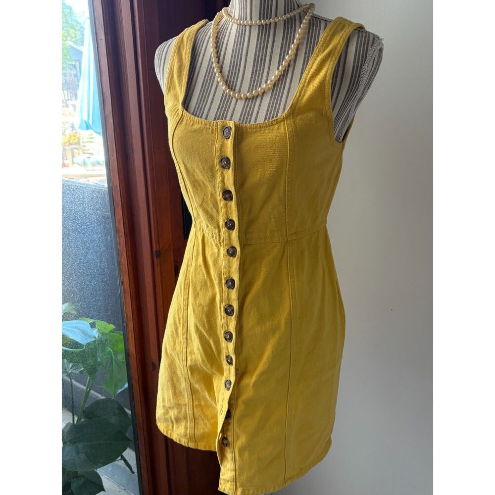 Chloe & Katie Mustard Yellow Jumper Overall Mini BOHO Structured Classic Dress